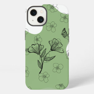 Groene Bloem- en Vlinder Hoesje voor Telefoon iPhone 13 Hoesje