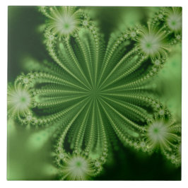 Groene bloem Fractal keramische tegels Tegeltje
