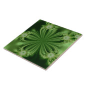 Groene bloem Fractal keramische tegels Tegeltje (Zijkant)