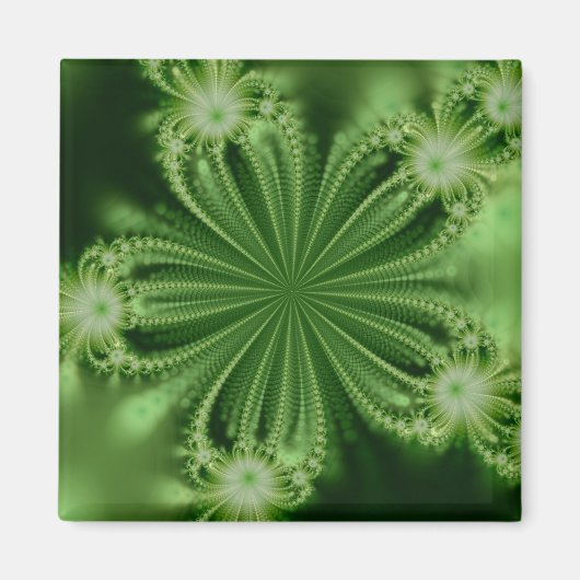 Groene Bloem Fractal Magneet (Voorkant)