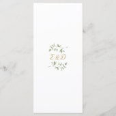 Groene Bloem Gouden Monogram Trouwdiner Menu (Achterkant)