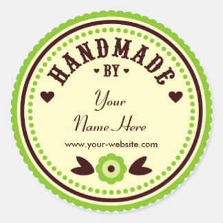 Groene Bloem Handgemaakt door gepersonaliseerde St Ronde Sticker