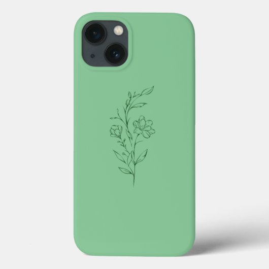 Groene Bloem Hoesje voor iPhone 13 (Achterkant)