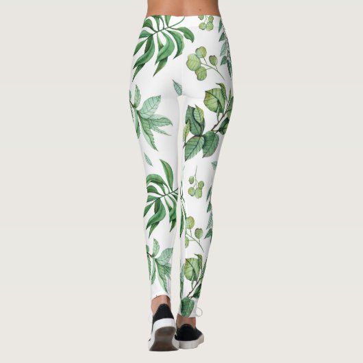 groene bloem laat natuur meisjes mode leggings (Achterkant)