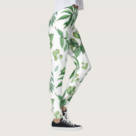 groene bloem laat natuur meisjes mode leggings