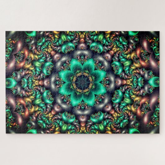 groene bloem mandala puzzel legpuzzel (Horizontaal)