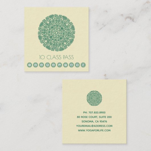 Groene bloem Mandala Yoga Klantenkaartje (Voorkant / Achterkant)