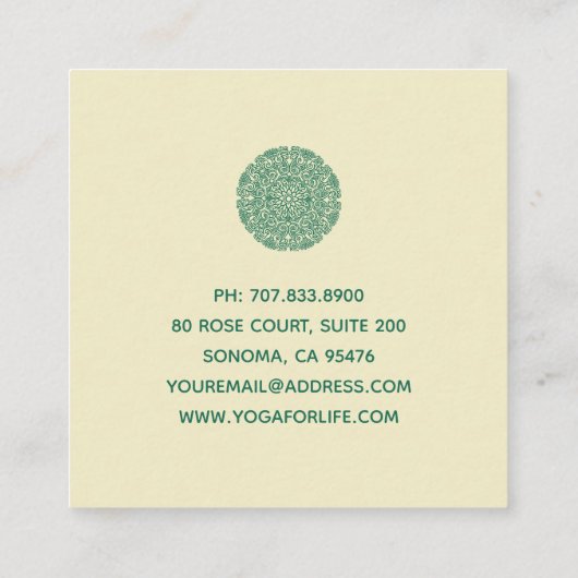 Groene bloem Mandala Yoga Klantenkaartje (Achterkant)
