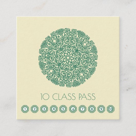 Groene bloem Mandala Yoga Klantenkaartje (Voorkant)