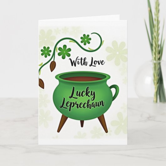 Groene Bloem Met Liefdeskaart Kaart (Voorkant)