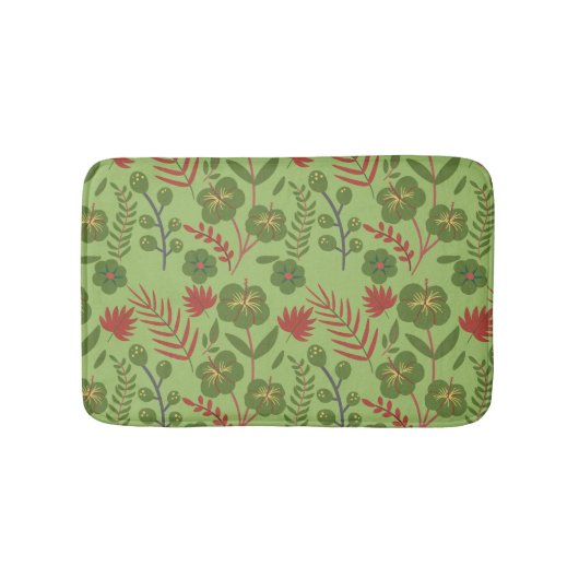 Groene bloem, naadloos patroon, tak, blad badmat (Voorkant)