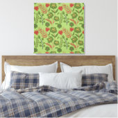 Groene bloem, naadloos patroon, tak, blad canvas afdruk (Insitu (Slaapkamer))