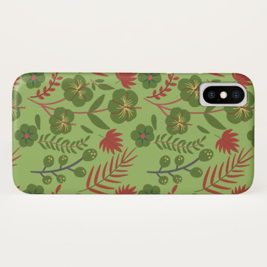 Groene bloem, naadloos patroon, tak, blad Case-Mate iPhone case (Achterkant (horizontaal))