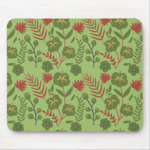 Groene bloem, naadloos patroon, tak, blad muismat