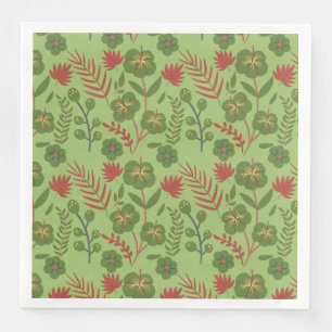 Groene bloem, naadloos patroon, tak, blad servet
