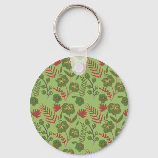 Groene bloem, naadloos patroon, tak, blad sleutelhanger (Voorkant)