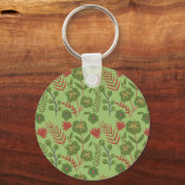 Groene bloem, naadloos patroon, tak, blad sleutelhanger (Voorkant)