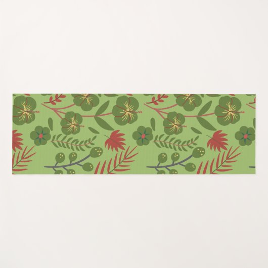 Groene bloem, naadloos patroon, tak, blad yogamat (Voorkant (horizontaal))