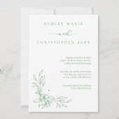 Groene Bloem Neutrale Huwelijksuitnodiging Kaart (Voorkant)