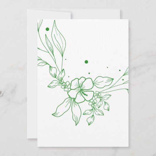 Groene Bloem Neutrale Huwelijksuitnodiging Kaart (Achterkant)