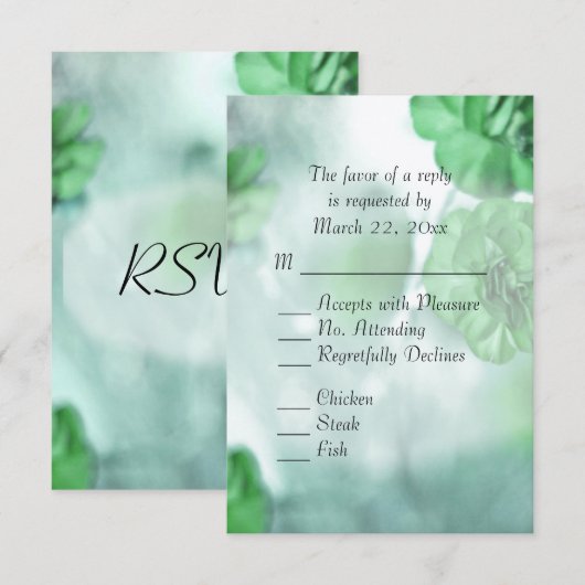 Groene bloem-RSVP met entree-opties RSVP Kaartje (Voorkant / Achterkant)