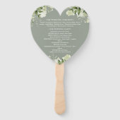 Groene Bloem Sage Groen Huwelijksprogramma Hart Handwaaier (Achterkant)