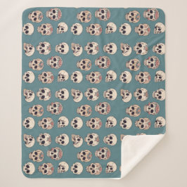 Groene bloem schedels geanimeerde kleurrijke Hallo Sherpa Deken