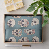 Groene bloem schedels geanimeerde kleurrijke Hallo Tissuepapier (Geschenk)