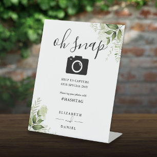 Groene Bloem Slang Oh Snap Foto Reclamebord Met Voetstuk