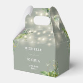 Groene Bloem Slingerlampjes Salie Groen Huwelijk Bedankdoosjes (Voorkant Zijde)