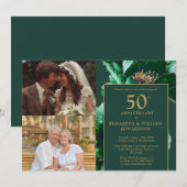 Groene bloem toen en nu 50e Jubileum 2 foto Kaart (Voorkant / Achterkant)