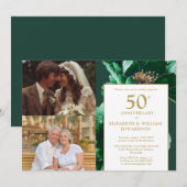 Groene bloem toen en nu 50e Jubileum 2 foto Kaart (Voorkant / Achterkant)