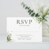 Groene Bloem Typografie Bruiloft RSVP Kaartje (Staand voorkant)