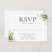 Groene Bloem Typografie Bruiloft RSVP Kaartje (Voorkant / Achterkant)