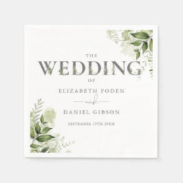 Groene Bloem Typografie Bruiloft Servet