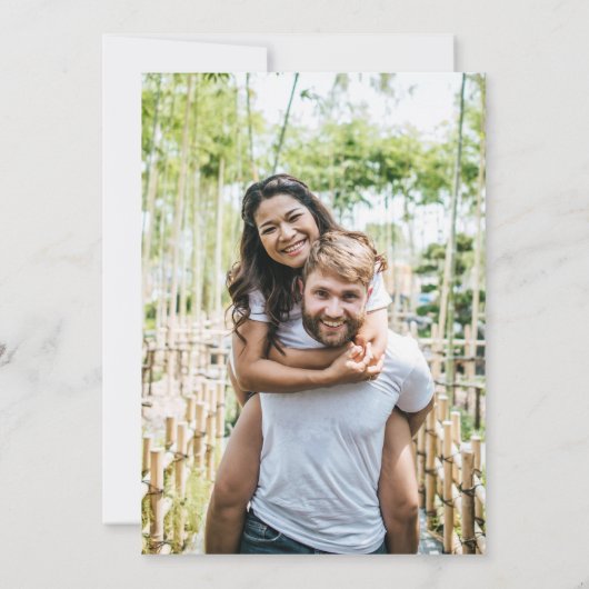 Groene Bloem Typografie Foto Bruiloft Save The Date (Achterkant)