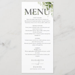 Groene Bloem Typografie Monogram Bruiloft Menu
