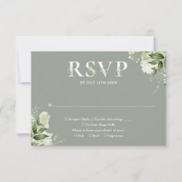 Groene Bloem Typografie Salie Groene Trouw  RSVP Kaartje
