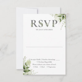 Groene Bloem Typografie Trouwdag RSVP Kaartje