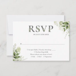 Groene Bloem Typografie Trouwdag RSVP Kaartje