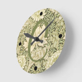 Groene bloem William Morris ontwerp monogram Ronde Klok (Hoek)