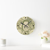 Groene bloem William Morris ontwerp monogram Ronde Klok (Huis)