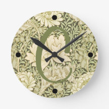 Groene bloem William Morris ontwerp monogram