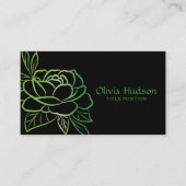 Groene bloem zwarte achtergrond visitekaartje (Voorkant)