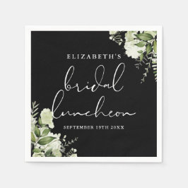 Groene Bloem Zwarte En Witte Bruiloftslunch Servet