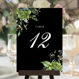 Groene Bloem Zwarte En Witte Tafel Nummer Bedankkaart