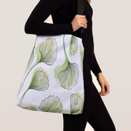 Groene bloemblaadjes crossbody tas (Dichtbij)