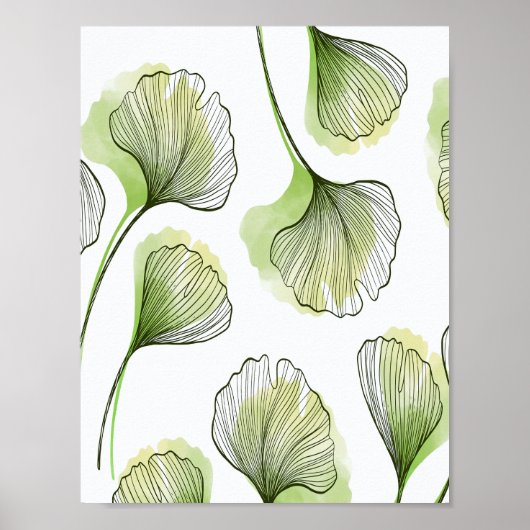 Groene bloemblaadjes poster (Voorkant)