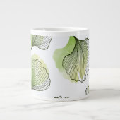 Groene bloembladen grote koffiekop (Voorkant)