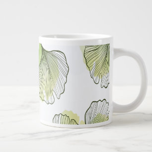 Groene bloembladen grote koffiekop